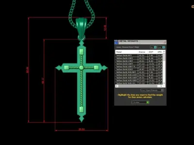 High Cross Pendant Light Gold 18K 4CP065 3D print model