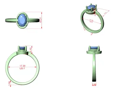 Oval Cut Solitaire Engagement Ring CAD Design Minimal Style 3D print model