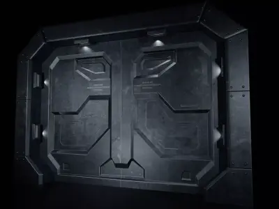 Metallic Gate Doors Low-poly 3D model