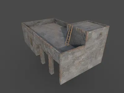 Concrete Village House Low-poly 3D model