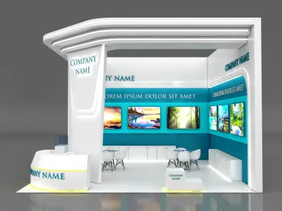Booth Exhibition Stand Stall 7x7m Height 500 cm 2 Side Open 3D model