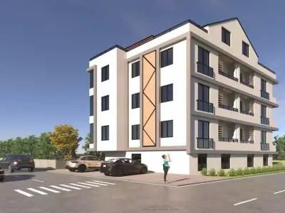APARTMENT building with cars parked 3D model