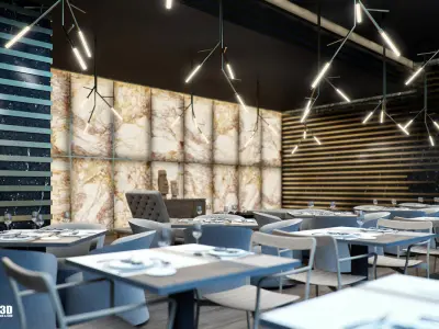 VRay - C4D scene files - Restaurant Interior 3D model