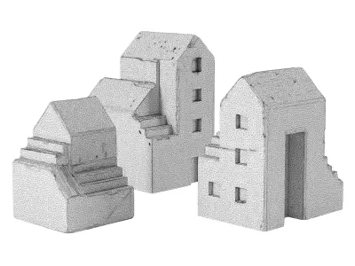 Sculpture concrete houses 3D model