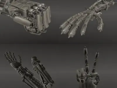 Rigged Robot Arms Low-poly 3D model