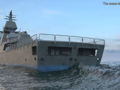 Modern Armed Warship Naval Rigged 3D model