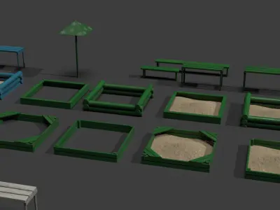 Sandbox Set For Playground Low-poly 3D model