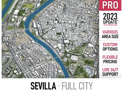 Seville - 3D City Models Low-poly 3D model