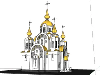Architecture-Religion-God-Culture-Temple-0103 church with gol... 3D model