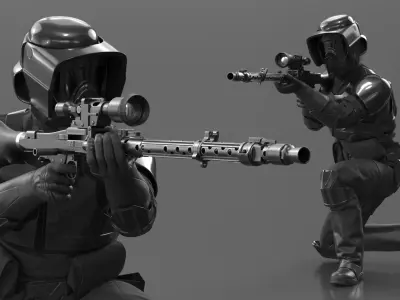  Star Wars Black Scout Trooper Kneeling Aim 