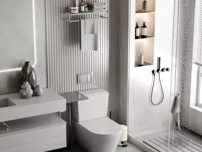  Modern Bathroom blender  Low-poly 3D model