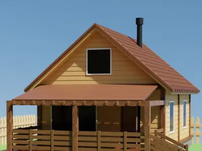 Country house low poly 3D model