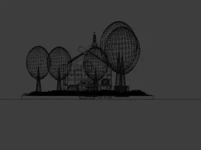 low poly house with trees and grass Low-poly 3D model