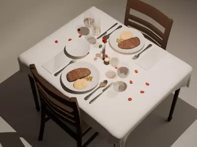 Romantic Dinner Dining Set  3D model