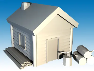 Lumber Jack Hut Low Poly Low-poly 3D model