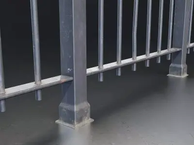 Iron Fence Section 3D Model Low-poly 3D model