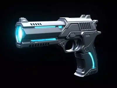 Futuristic Energy Pistol 3D Model SciFi Handgun Weapon Low-poly 3D model