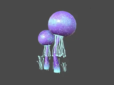 Fantasy Mushroom E06 Purple - Scene Backdrop Design Low-poly 3D model