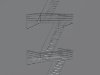 Fire Escape Staircase Free 3D model