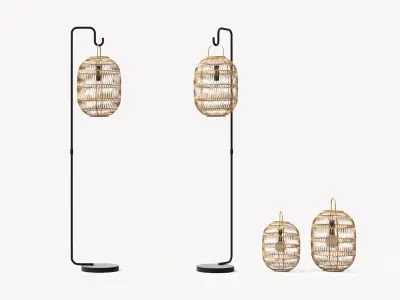 Bori Natural Lantern Set Low-poly 3D model