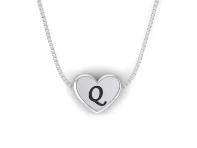 Pendant initial heart Q 3D print model