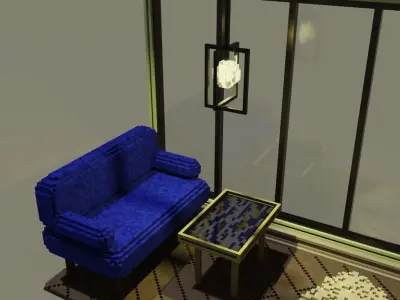 Voxel Balcony Low-poly 3D model