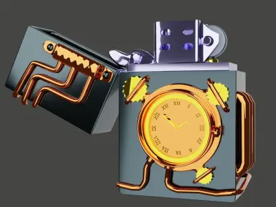 Gasoline lighter steampunk 3D model
