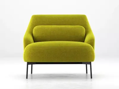Armchair lounge chair in lime with legs 3D model