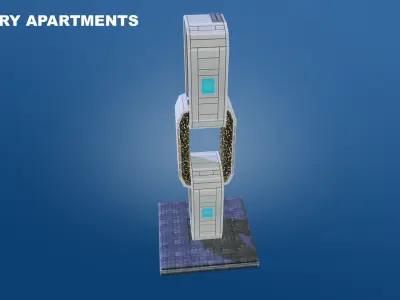 Low Poly Sci-Fi Building 8 - Hospital - Pixel City 3D Asset Pack Low-poly 3D model
