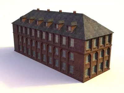 School old brick building 3D model