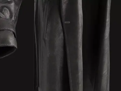 Black Leather Coat Low-poly 3D model
