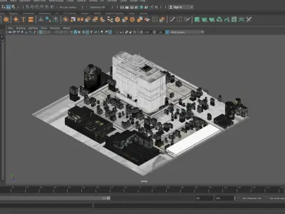 Sci-fi City Cityscape Urban Block Street Architectural  02 Low-poly 3D model
