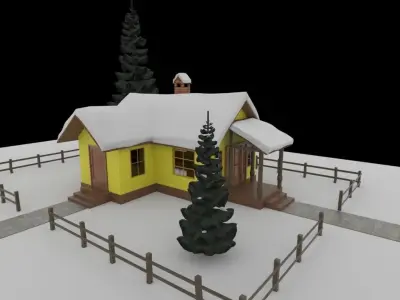 Cartoon house 3D model 16