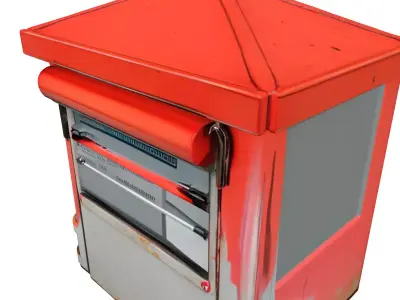 Vintage Street Newsstand Kiosk Low-poly 3D model