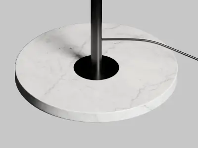 Modern White Globe Glass 6-Light Floor Lamp with Round Marble Low-poly 3D model