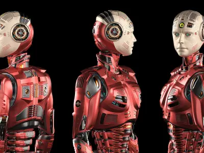 Futuristic Robot Man 2-5B Rigged 3D model