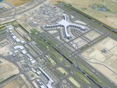 Abu Dhabi Airport 15km Low-poly 3D model