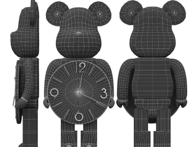 Bearbrick Wall Clock Low-poly 3D model
