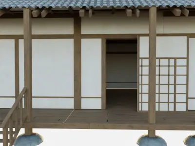 japanese modular buildings with 4k textures  Low-poly 3D model