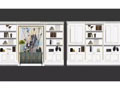 Customized Bookcases in Neoclassical and Light Luxury Styles 3D model