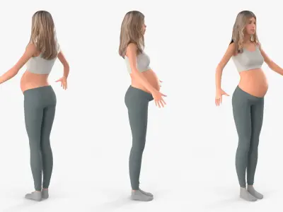  Young Pregnant Woman Rigged for Cinema 4D 