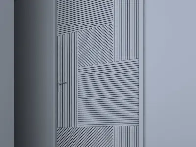 3d door wooden with zigzag pattern Low-poly 3D model