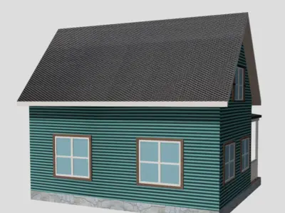 American Style Cottage - Town House Model Free low-poly 3D model