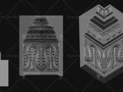 Architectural ceiling Cornice Palms dollhouse 3D print model 3D print model