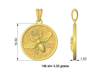 Bee Pendant Design Print gold Design 3D print model