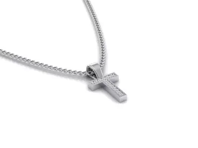 Pendant T cross with diamonds 3D print model