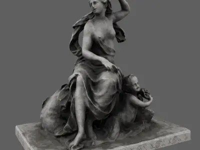 statue 6 of woman holding child Low-poly 3D model