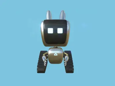 Cute Robot 05 Aluminum - Character SciFi Design Low-poly 3D model