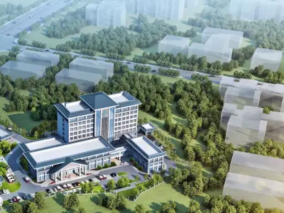 Contemporary Civic Service Campus 3D model