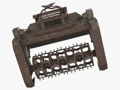  Heavy Rotary Mine Clearance Unit with Visible Wear Military Green Used 